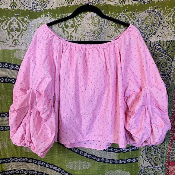 Petersyn Pink Hannah Dainty Print Off-the-Shoulder Blouse Size Small - Picture 10 of 16